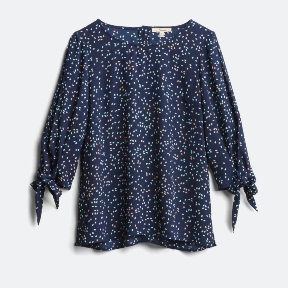 NWT. Serein Navy Blue‎ Speckled Blouse